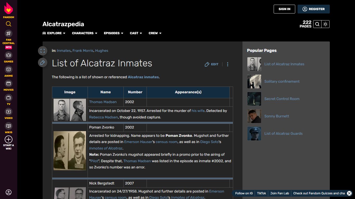 List of Alcatraz Inmates | Alcatraz Wiki | Fandom